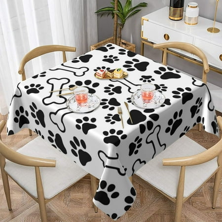 

Paw Print Dog Pattern Square Tablecloth Washable Table Cloth Decorative Table Cover for Wedding Party Dining Festival 60 x60