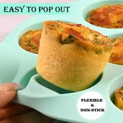 Clouxemli 2-Pack Silicone Egg Bite Molds for Air Fryer & Instant Pot – 8.45 Non-Stick 7-Cup Muffin Pan – Reusable Baking Tray for Breakfast Poachers, Brownies & Quiche (Pink & Green)