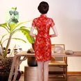 thumbnail image 4 of xiaxaixu Femme Phoenix Print Stand Col Manches Courtes Robe Cheongsam, 4 of 10