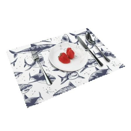 

Home Shark Placemats Set Of 4 Washable Wipeable Place Mats Place Mats For Festival Parties Family Dinner (12 X 18inch)