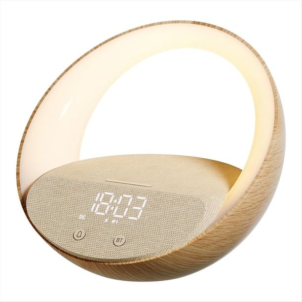 Altavoz Reloj 4 en 1, Altavoz Bluetooth, LáMpara de Noche, LáMpara de Noche, Carga InaláMbrica de 15 W, Compatible con Todos los TeléFonos MóViles.
