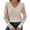 Beige, variant on Women V Neck Ribbed Knit Sweater, Long Sleeve Floral Lace Patchwork Dressy Casual Pullover Top