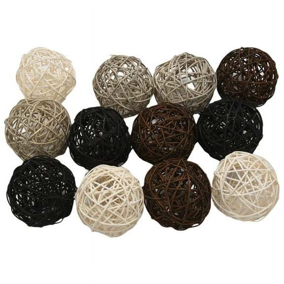 12-Pack Large Rattan Balls - Decorative for Bowls, Vase Filler, Coffee Table Decor, Wedding Party Decoration