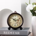 thumbnail image 2 of Alarm Clock Vintage Style Desk Clock Table Clock Decorative Quiet Non-Ticking Clock, 2 of 7