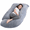 Gray, variant on COOKEY Pregnancy Pillow 72inch U Shaped Full Body Maternity Pillow with Removable Velvet Cover - Gray&Navy blue