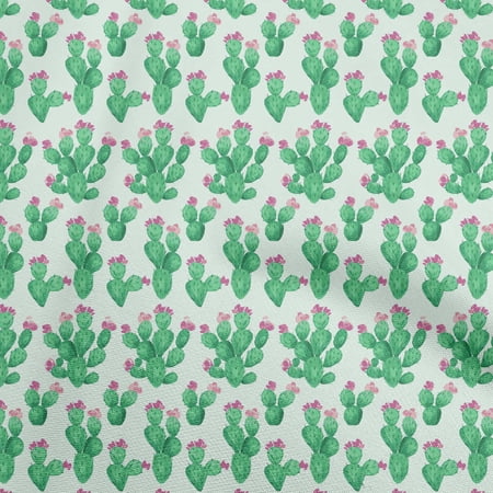 oneOone Polyester Spandex Green Fabric Cactus Fabric For Sewing Printed Craft Fabric By The Yard 56 Inch Wide