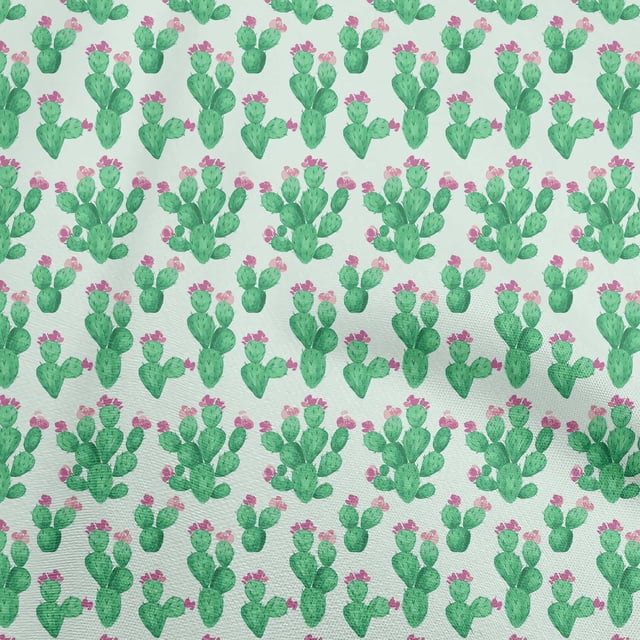 oneOone Tissu Jersey Coton Vert Cactus Matériel de Robe Tissu Imprimé Tissu au Mètre 58 Pouces de Large