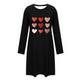 thumbnail image 4 of Byworldtasic Valentines Day Nightgown for Women Love Heart Printed Long Sleeve Crew Neck Dresses, 4 of 6