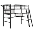 thumbnail image 4 of Twin Size Metal Loft Bed with 2 Shelves, a Desk and a Hanging Clothes Rack, 4 of 5