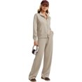 thumbnail image 4 of 2 Piece Sets for Women Stand Collar Zip Top and High Waist Wide Leg Pants, S, 4 of 5