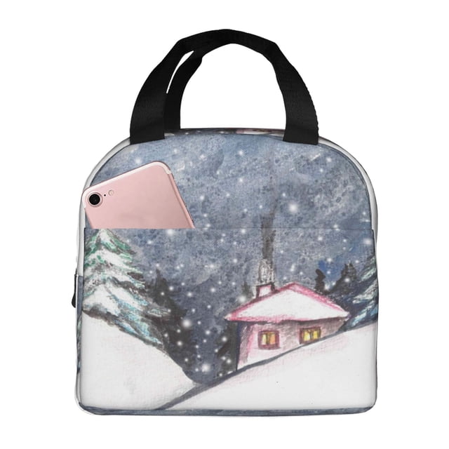 Disketp Watercolor Winter Landscape For Christmas for Insulated Lunch Bag for Women and Men, Perfect for Work, Hiking, Picnic