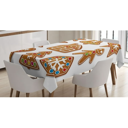 

Gingerbread Man Tablecloth Set of Graphic Gingerbread Sugar Biscuits with Colorful Dots and Bonbons Rectangular Table Cover for Dining Room Kitchen 60 X 84 Inches Multicolor by Ambesonne