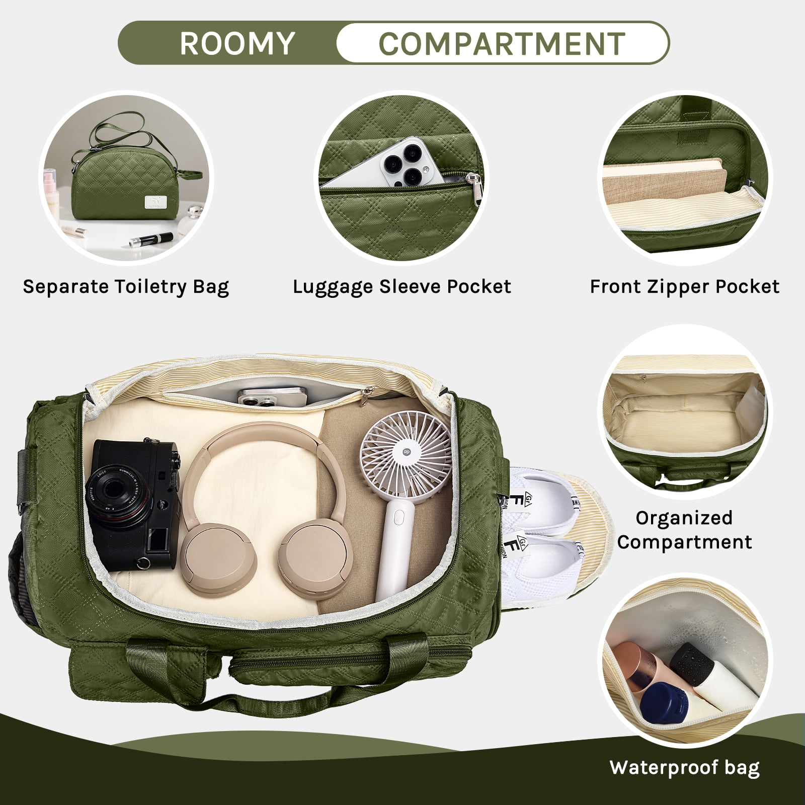 Joyway 2-Piece Expandable Foldable Duffle Bag Set with Wet Pocket and Shoe Compartment, Waterproof Travel and Gym Bags for Men & Women