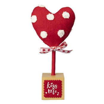 WAY TO CELEBRATE! Way to Celebrate Valentine's Day Small Red Fabric Heart op Decoration, 8.5" Tall