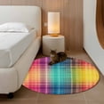 thumbnail image 2 of Round Rugs 4Ft, Colorful Plaid Round Area Rug Washable Indoor Throw Carpet, Modern Chic Rainbow Gradient Striped Soft Non Slip Circle Rug for Kitchen Nursery Room Home Decor Aesthetic, 2 of 8