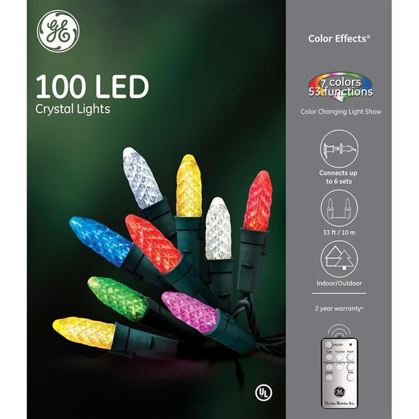 GE Color Effects RF Controlled Lights Show 100 Light 8 mm Faceted