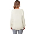 thumbnail image 5 of Asklazy Women Pullovers Sweater Soft Fisherman Cable Long Sleeve Crewneck Sweater,Thanksgiving,White,S, 5 of 10