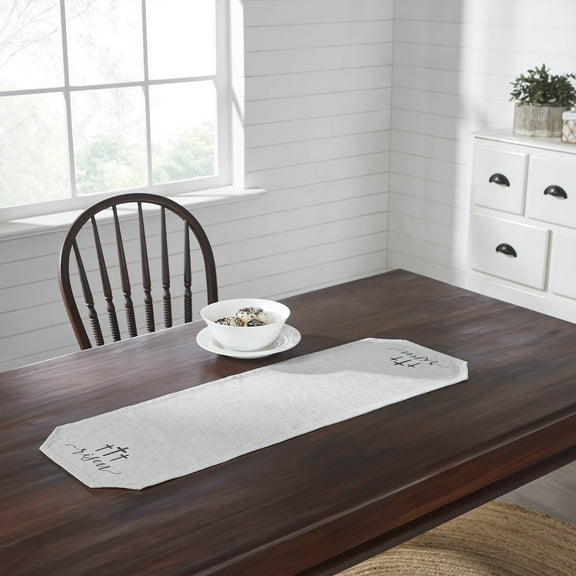 VHC Brands Farmhouse Spring Table Decor for Dining Room Kitchen Religious Easter White Tabletop Linens Risen Runner 12x36 Inches, 3 Foot Long