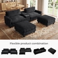 thumbnail image 4 of Ebello Oversized Modular Sofa Set, Loveseat with Ottomans & Center Console with Cup Holders – Corduroy Overstuffed Fabric Sofa Bed for Living Room,Easy Assembly (Black), 4 of 8