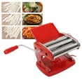 thumbnail image 4 of Pasta Maker Machine, Noodle Maker Multifunction Kitchen Tool Stainless Steel 6 Adjustable Levels  For Household Red Suction Cup 2 Knives, 4 of 8