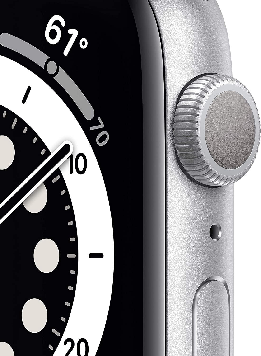 Restored Apple Watch Series 6 (GPS, 44 mm) Silver Aluminum Case with White Sport Band Bundle 5 Bonus Bands, Charging Stand, Screen Protector, & 2 amp charger (Refurbished)