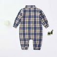 thumbnail image 6 of Lenpel Toddler Baby Boys' Plaid Jumpsuits Newborn Infant Long Sleeve Collared Button down Shirt Rompers One Piece Outfits(Blue,6-12 Months), 6 of 7