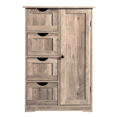 thumbnail image 5 of GZXS Floor Cabinet with Door and 4 Drawers, Storage Cabinet with Adjustable Shelf, Freestanding Bathroom Cabinet, Easy Assembly, Washed Gray, 5 of 11