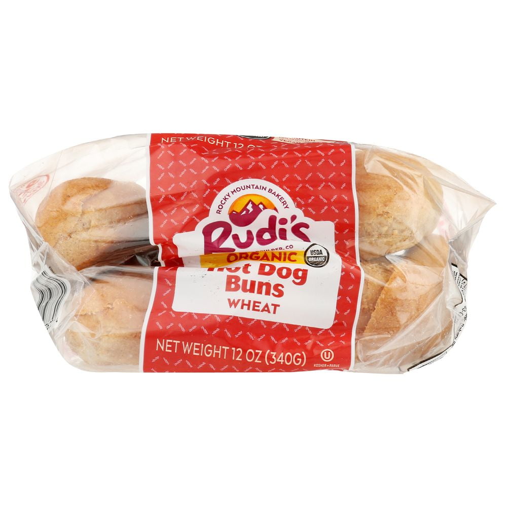 Rudi's Organic Bakery Wheat Hot Dog Rolls -- 8 pack per case.