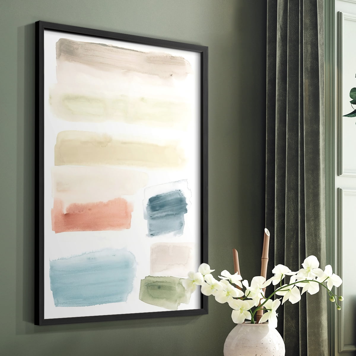 Watercolor Swatches II Framed Print in Black Solid Wood 11 x 14 Framed Print