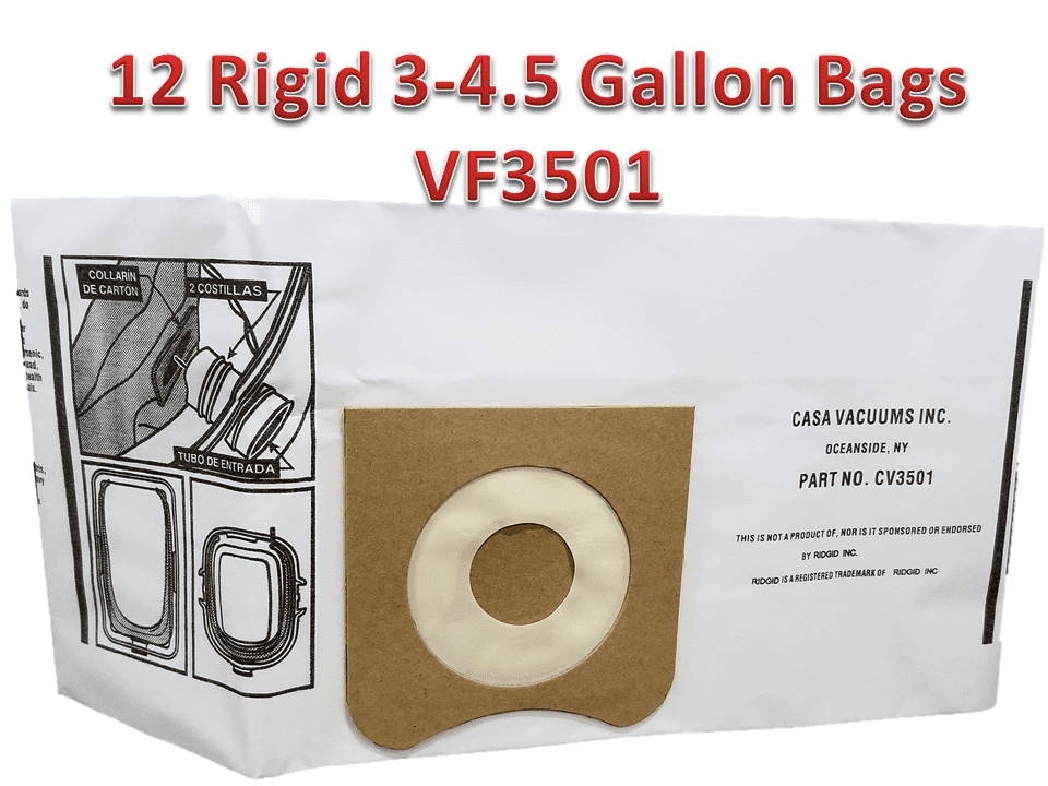 10 Pack Replacement VF3501 Dust Bags for Ridgid Workshop 3-4.5 Gallon Vacuums Replace Part 23738 WD40500 WD40700 WD40501 WD45500 WD45220 WS32045F Dust Collection Filter Bags