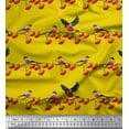 thumbnail image 2 of Soimoi Yellow Heavy Canvas Fabric Red Berries & Bullfinch Bird Print Sewing Fabric Yard 58 Inch Wide, 2 of 3