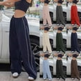 thumbnail image 6 of ZRBYWB Womens Casual Pants Women's Loose Cargo Pants Retro Multi Pocket Low Waist Drawstring Pig Nose Buckle Slim Straight Woven Casual Pants For Women, 6 of 9