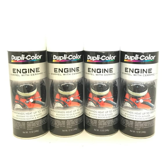 Duplicolor DE1602 - 4 Pack Engine Enamel Paint with Ceramic Universal White - 12 oz