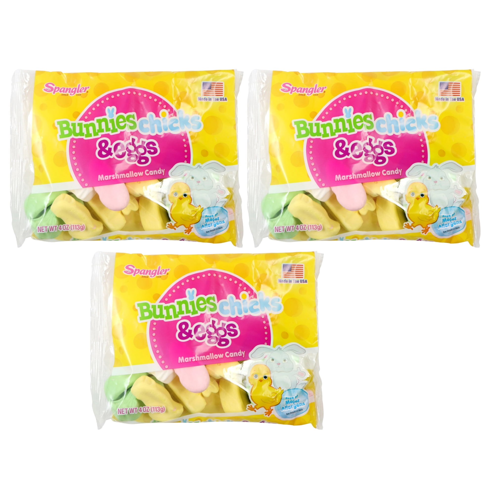 Bunnies, Chicks, and Egg Marshmallow Candy 4oz Bag Light Fluffy Sweet