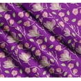 thumbnail image 3 of Soimoi Purple Cotton Cambric Fabric Leaves & Magnolia Floral Print Fabric by the Yard 56 Inch Wide, 3 of 7