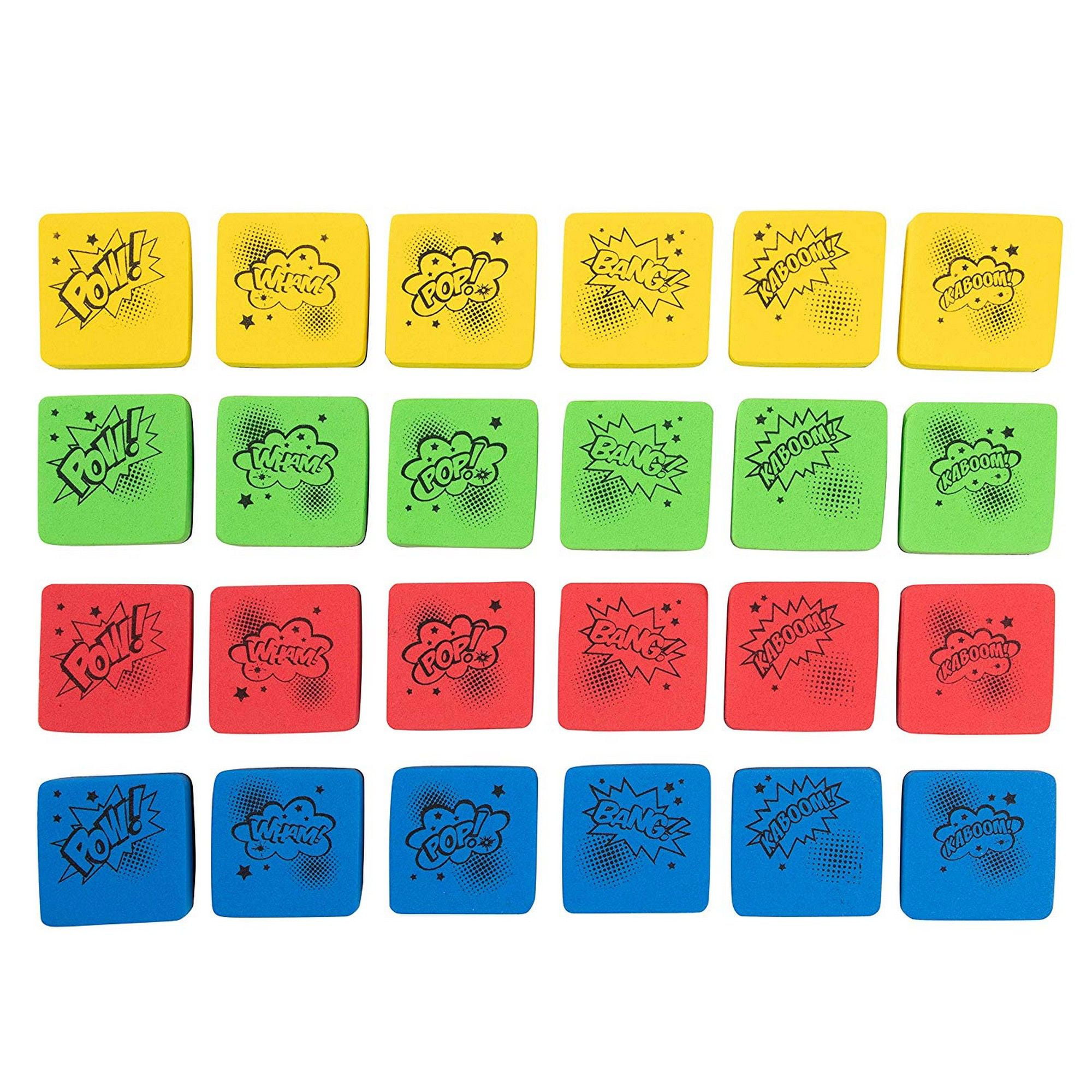 24-Pack Magnetic Whiteboard Eraser Superhero Student Dry Erase Marker Erasers 2" 