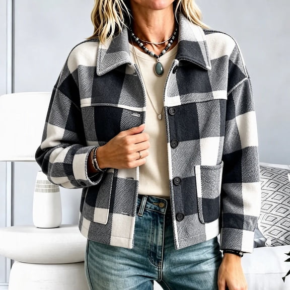 PiGOGI Womens Long Sleeve Cardigan Coat Button Front Jacket with Turndown Collar and Pockets Casual Soft Outerwear for Daily Wear