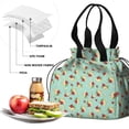 thumbnail image 4 of Pioneer Flower Floral Print Pattern Drawstring Lunch Bag Women - Drawstring Lunch Bag Insulated for Work Office - Stain-Resistant Large Lunchbags for Women with Multi-Pockets, 4 of 6