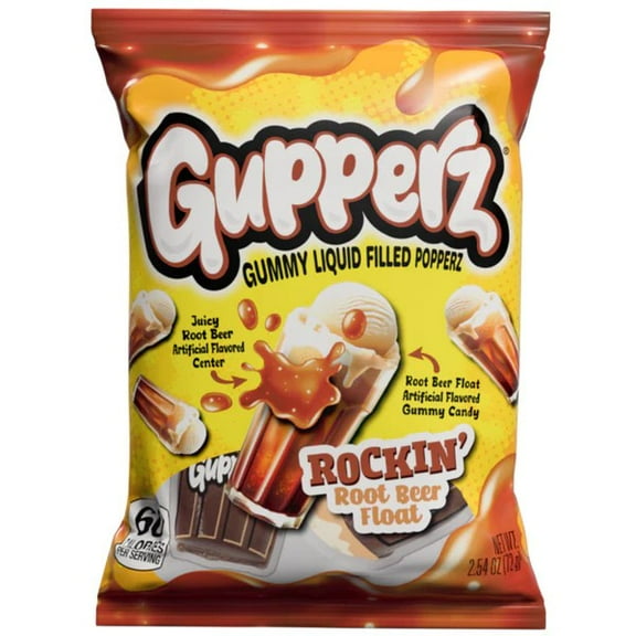 Gupperz Rockin' Root Beer Float Gummy Liquid Filled Candy, 2.54 oz
