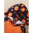thumbnail image 4 of Sunisery Newborn Baby Boy Girl Halloween Romper Cute Pumpkin Print Hooded Jumpsuit One Piece Outfits Unisex Infants Clothes, 4 of 6