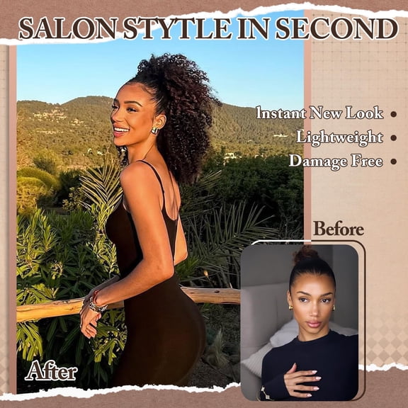 WEIF-Curly Drawstring Ponytail Extension for Black Women 14Inch Afro Kinky Curly Ponytail for Women Synthetic Pony Tails Hair Extensions