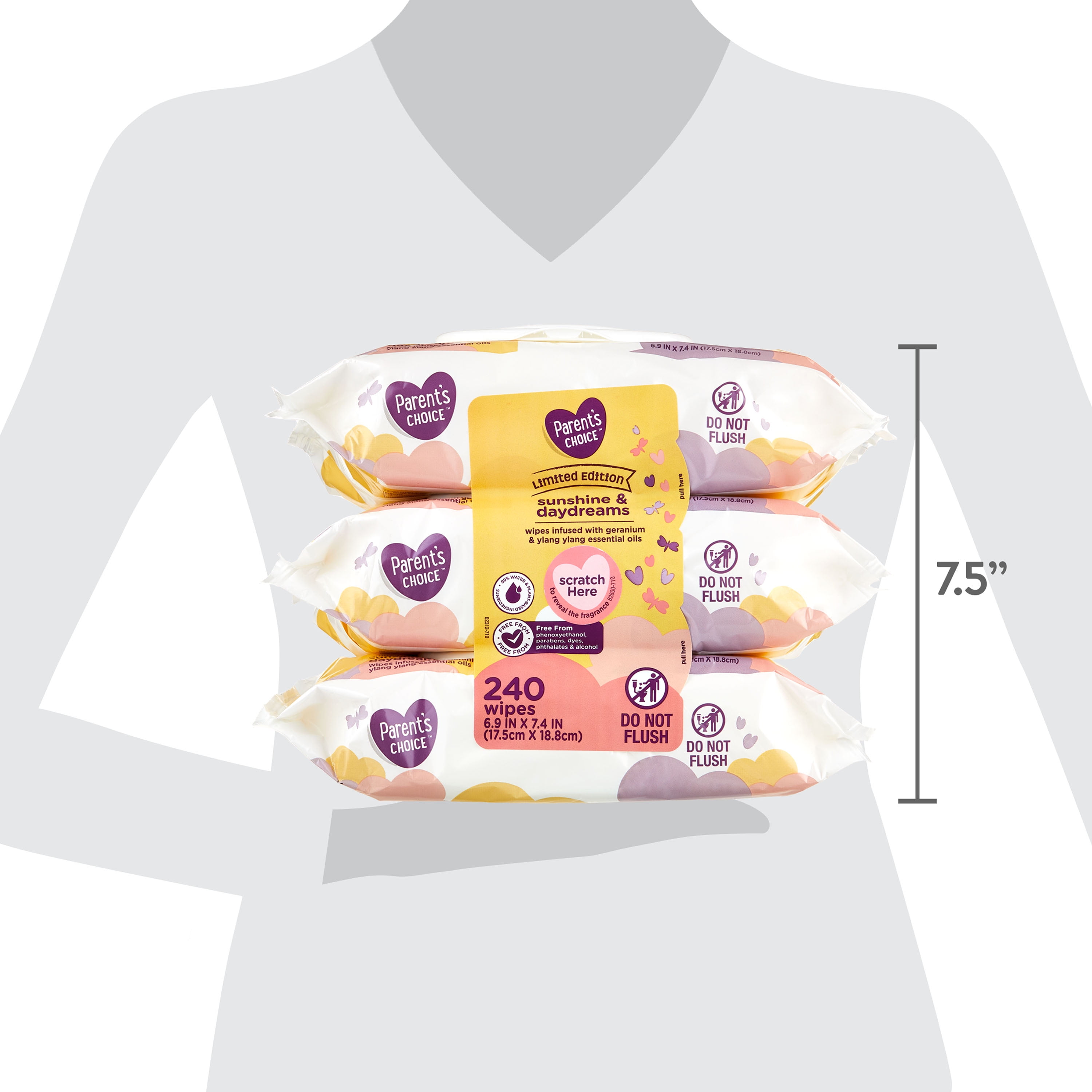 Parent’s Choice Sunshine and Daydreams Limited Edition Baby Wipes, 3 Flip-Top Packs (240 Total Wipes)