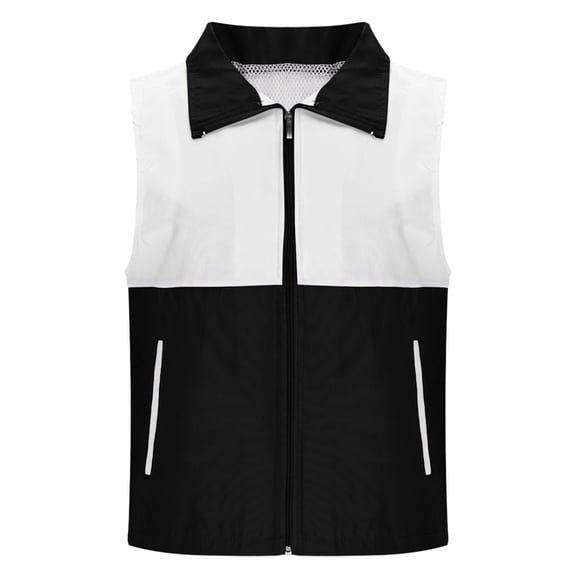 Womens Tank Tops- Womens Casual Sleeveless Vest Color Block Fashion Lapel Collar Zipper Breathable Lightweight Fishing Vest Jacket Black XL