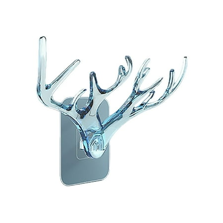 

Huaai Hooks Wall Hanger Sticky Hook Deer Antlers Design Kitchen Bathroom Household Door A Hook Blue