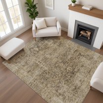 Addison Rugs Mayfield Premium Machine Washable Traditional Border Brown Rectangle Rug, 2'6" x 3'10"