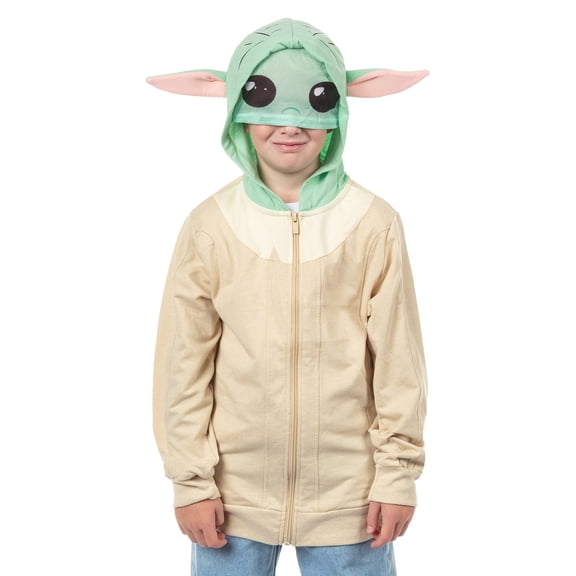 Disney Star Wars Hoodie Boys' Grogu Zip Up Hooded Sweatshirt