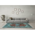 thumbnail image 3 of Ahgly Company Indoor Rectangle Medallion Light Blue Traditional Area Rugs, 7' x 9', 3 of 4