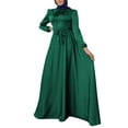 thumbnail image 2 of IBTOM CASTLE Women's Muslim Kaftan Abaya Prayer Dress Long Sleeve Self Tie Maxi Dress Middle East Arabian Robe Gown XXL Green, 2 of 5