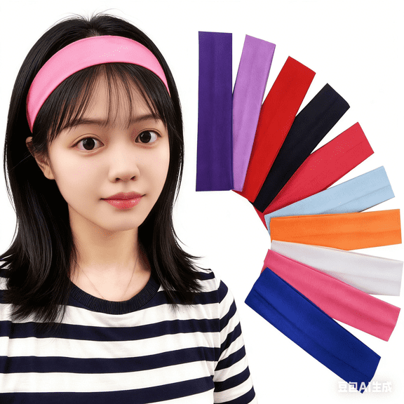 GIXUSIL 10-Pack Non-Slip Headbands for Women, Elastic Moisture Wicking Hair Band Set for Yoga, Gym, Sports & Outdoor Activities, Breathable Fabric Sweatband in Multiple Colors