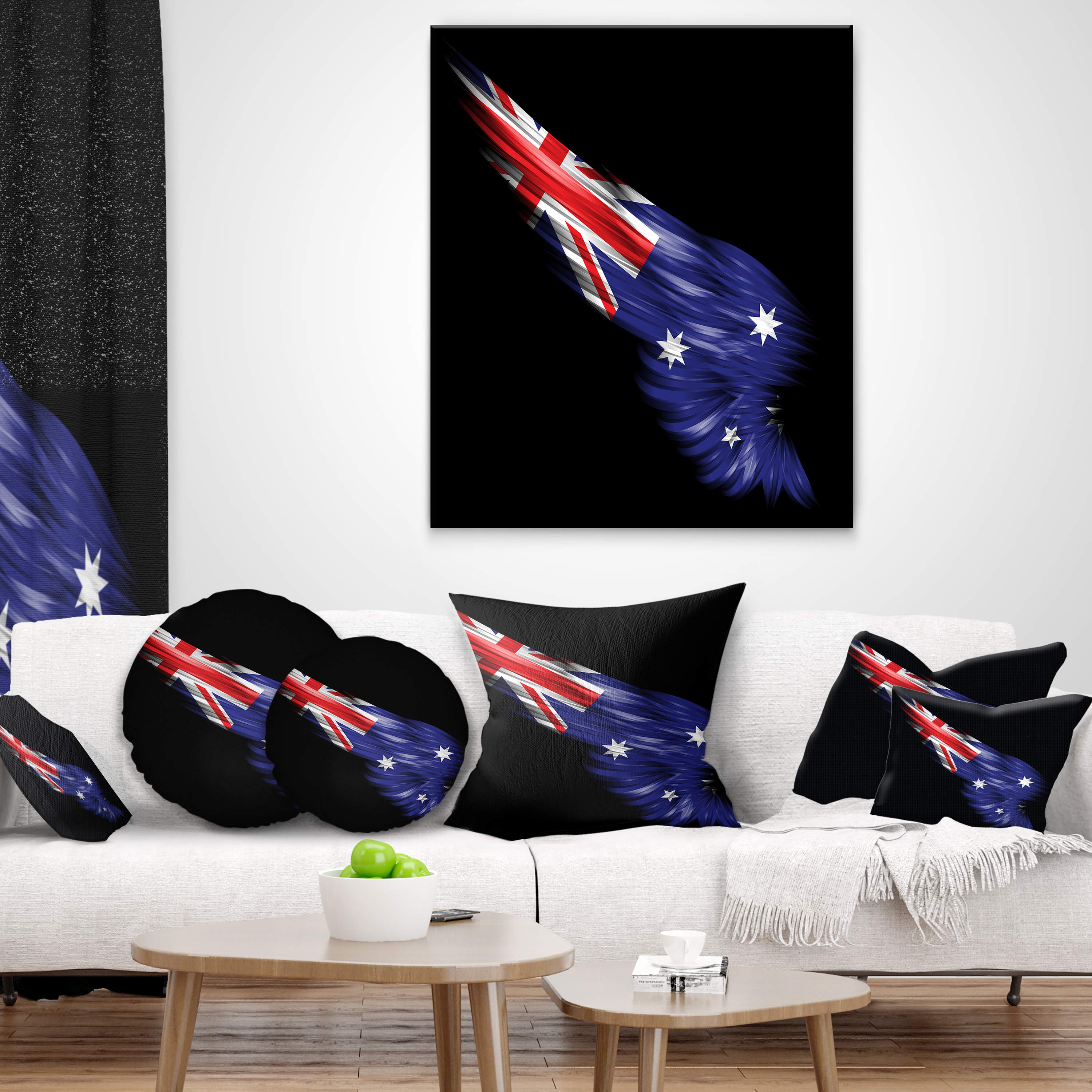 Designart Wing with Australian Flag - Abstract Throw Pillow - 16x16